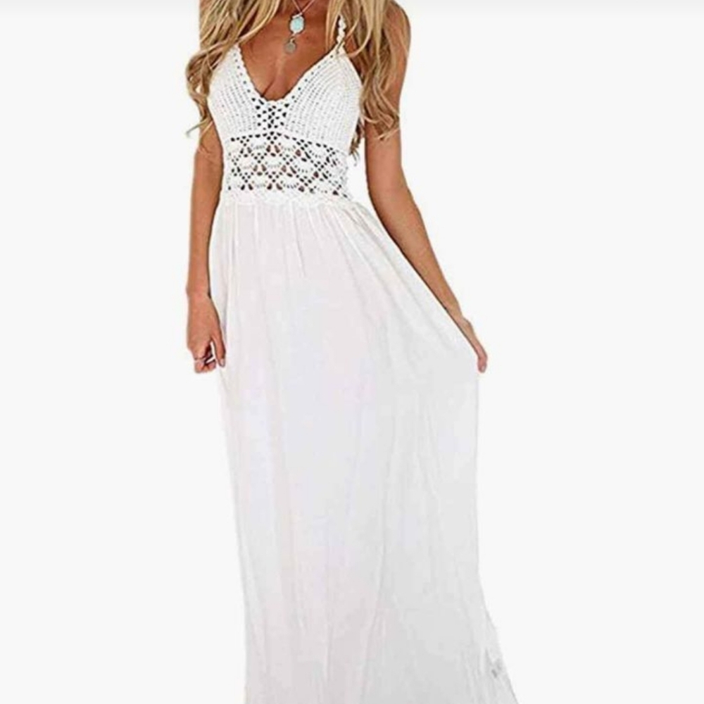 White bohemian maxi dress
